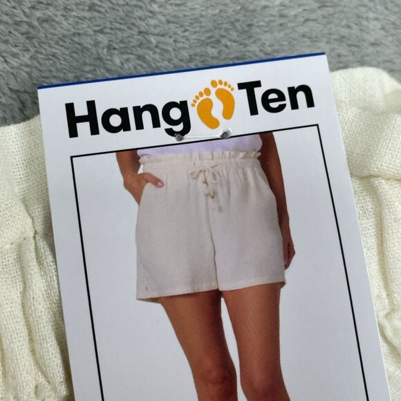 Hang Ten Womens Cream Linen Blend Shorts L 4" Inseam New a1566 - Picture 3 of 7